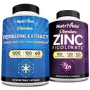 Nutrivein Premium Zinc Picolinate & Berberine Supplement Bundle: High-Absorption Berberine & Zinc Supplements Defense, Digestion, and Vitality Bundle