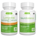 Longvida Curcumin 500mg + Neurobalance High Absorption Zinc Magnesium B6 Vegan Bundle, Ultra Bioavailable Curcumin with Chelated Zinc Picolinate 24mg, Oxide-Free Magnesium, by Igennus