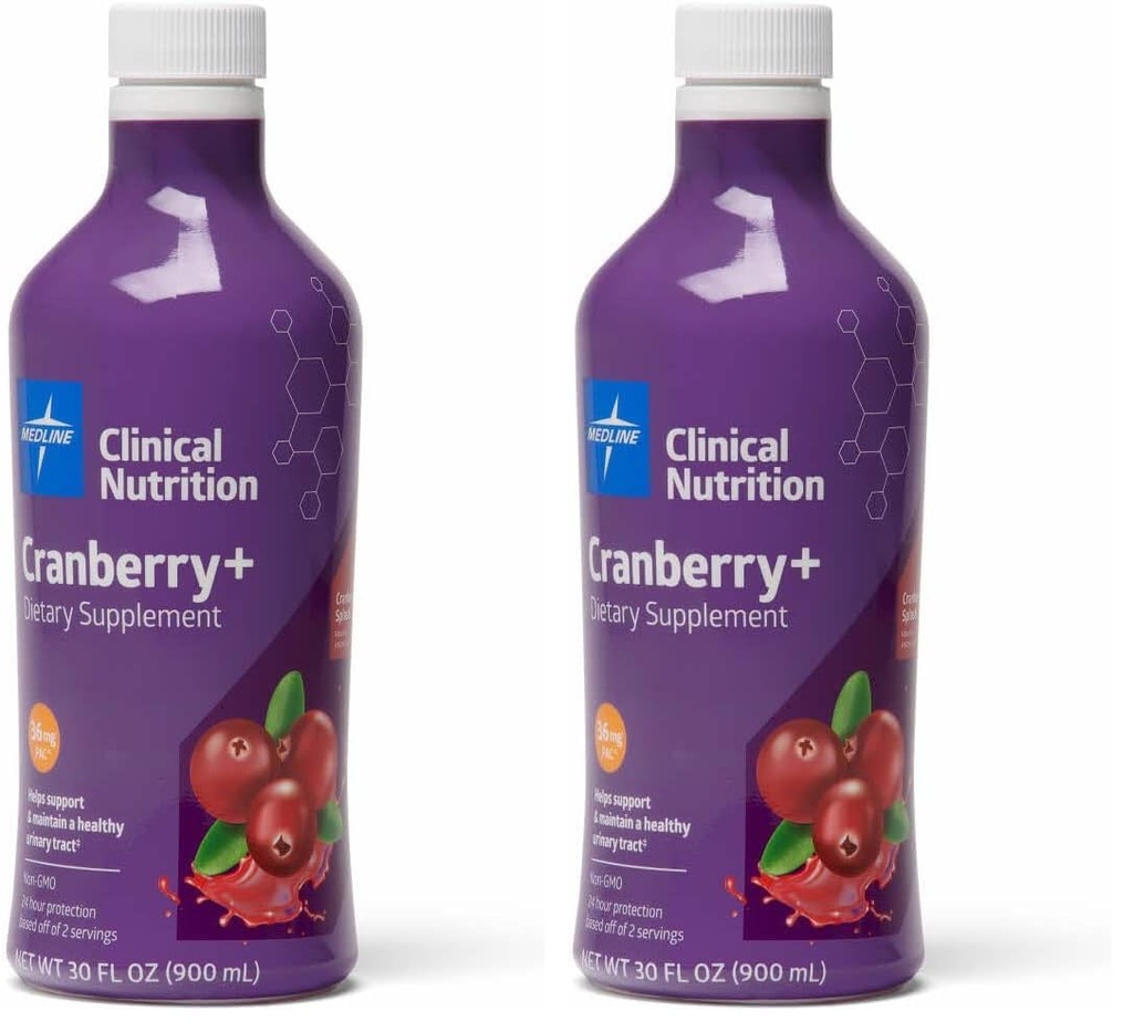 Medline Cranberry + Liquid UTI Dietary Supplement, 30 oz Bottle (Pack of 2)