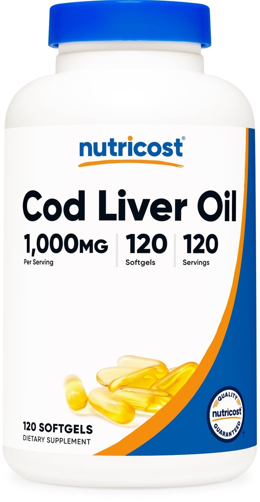 Nutricost Cod Liver Oil 1000mg, 120 Softgels - Non-GMO & Gluten Free