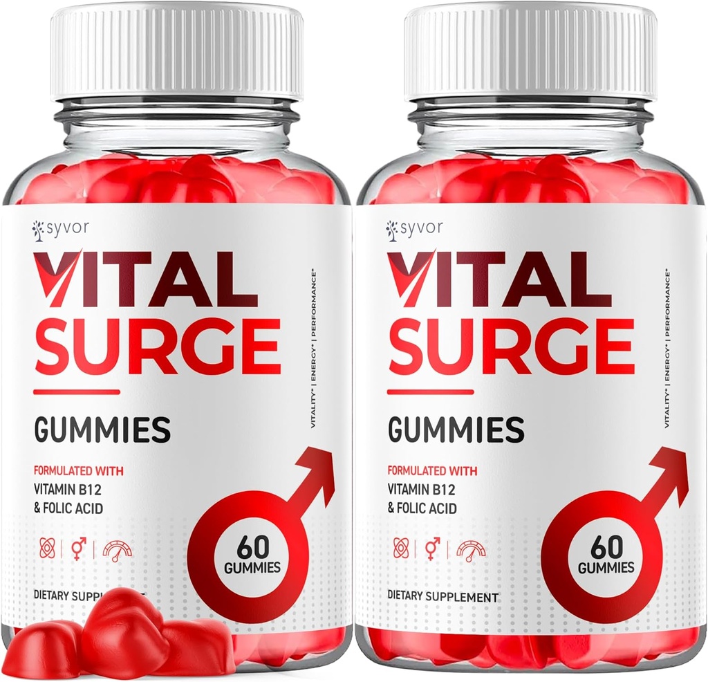 (2 paket) Vital Surge Gumies, Uradna Vital Surge Največja moč 1000MG Napredno dopolnilo Gumies, VitalSurge Mens Detox dodatek, Vitasurge Gomitas Chews z naravnimi sestavinami (120 Gumies)