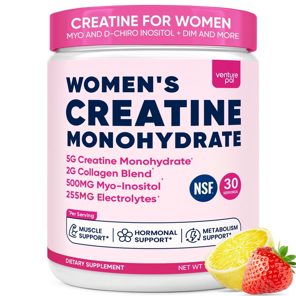 Creatine Blend Powder for Women, Creatine Monohydrate with Collagen, Myo & D-Chiro Inositol, Electrolytes & 6 Vitamins for Muscle Growth, Hydration, Recovery & Hormonal Balance – 10.58 Oz,Sugar Free