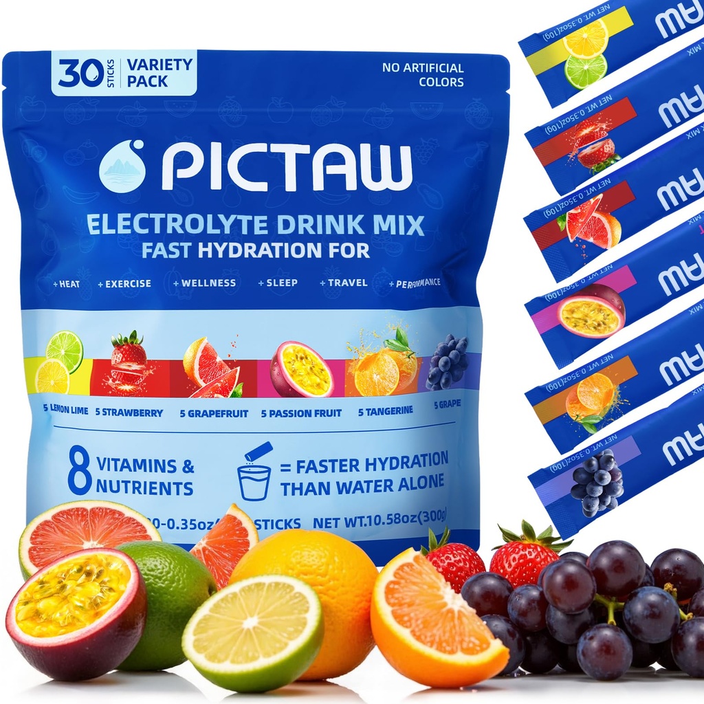 Electrolytes Powder Packets Hydration Packet, Liquid Daily IV Hydrate Packets for Dehydration Relief and Rehydration Portable, Instant Electrolyte Drink Mix NonGMO 10.58oz 300g (Variety 30 Packets )