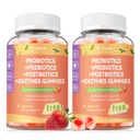 (2 Packs) Totaria Sugar Free 5-in-1 Probiotic Prebiotic Postbiotic Gummy, Probiotics for Women Men with Digestive Enzymes, Peppermint, Complete Immune, Gut & Digestive Support, Vegan Strawberry Flavor