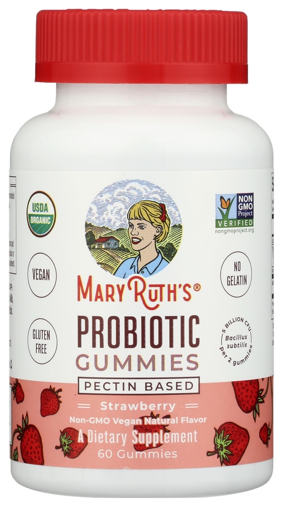 Mary Ruth's Organic Strawberry Probiotic Gummies, 60 CT