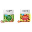 OLLY Fiber Gummy Rings, 5g Prebiotic Fiber, FOS (Fructo-oligosaccharides) & Multi + Probiotic Adult Multivitamin Gummy, 1 Billion CFUs, Digestive and Immune Support C
