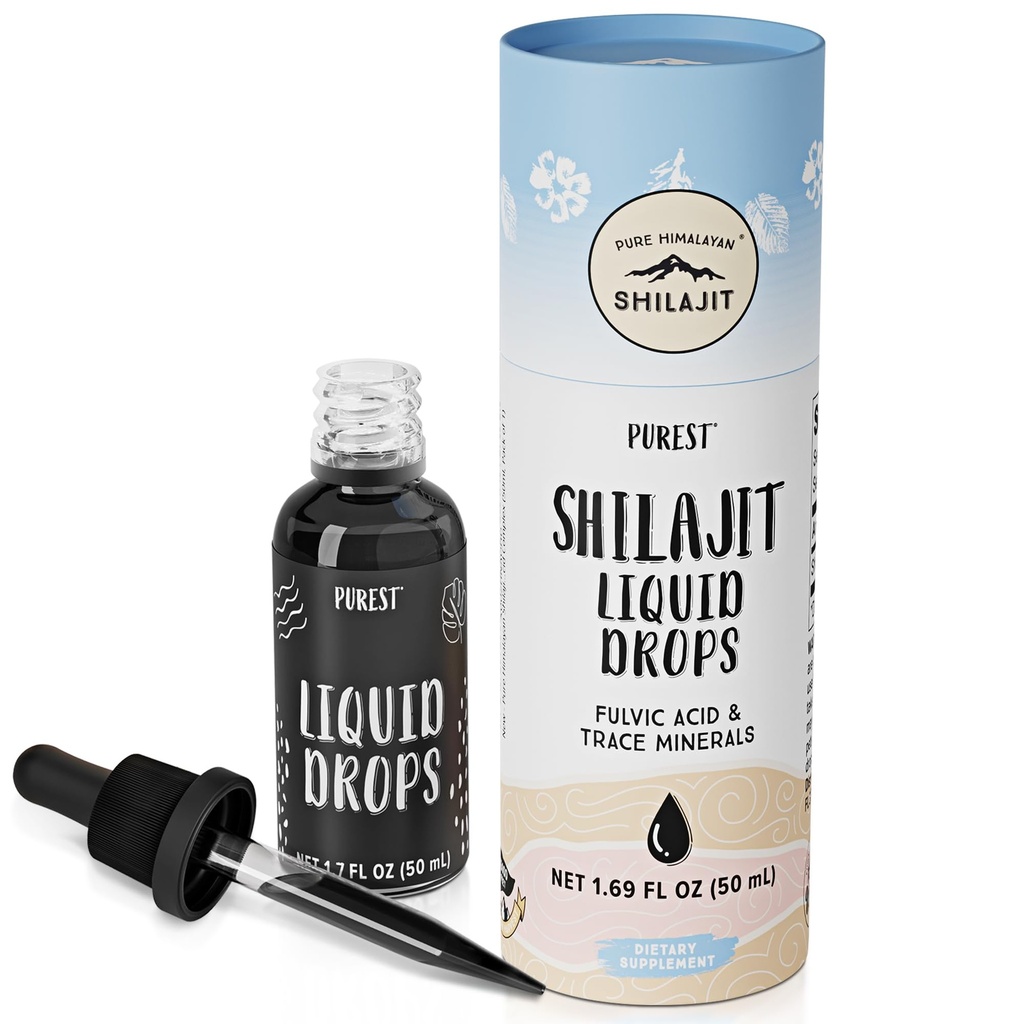 Pure Himalayan Shilajit | 100% Pure Natural Shilajit Grade A Max Potency 85+ Trace Minerals & Fulvic Acid | 3rd Party US Lab Tested | Liquid Drops | 50g (50ml)
