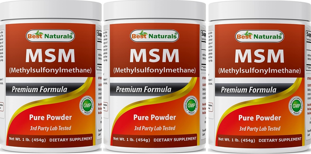 Best Naturals 100% Pure MSM Powder, 1Lb (Pack of 3)