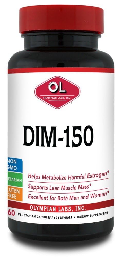 Olympian Labs DIM Diindolylmethane Supplement 150mg, 60 Caps Metabolize Estrogen Level, Prostate, Uterine, Cervical Health
