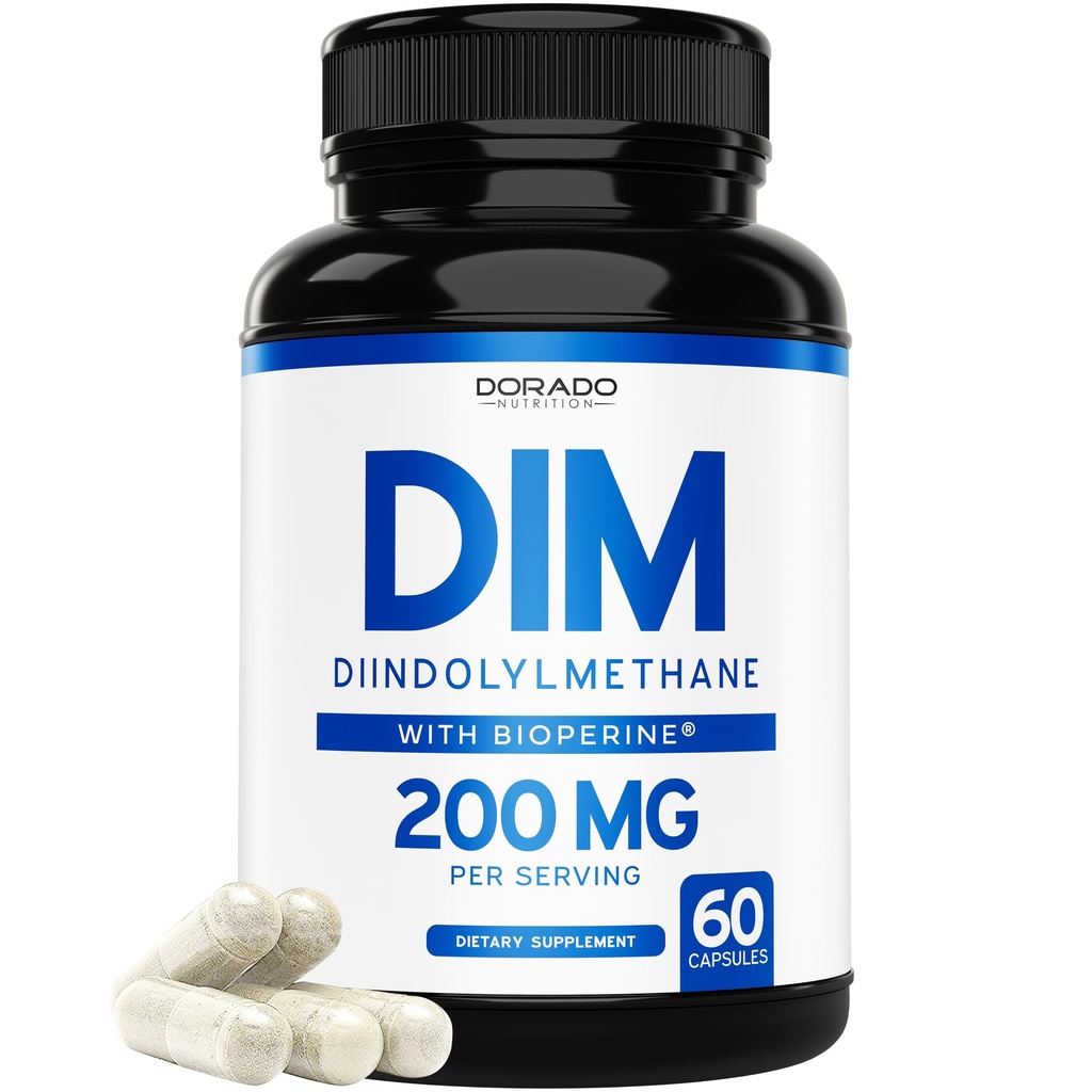 DIM Supplement for Women & Men (Diindolylmethane Estrogen Blocking Supplement, Hormonal Acne Treatment, Hormone Balance for Women) (200mg Per Serving) - Vegan, Gluten-Free, USA Made (60 Capsules)