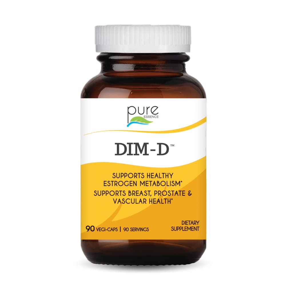 Dim D by Pure Essence - Natural Supplement for Estrogen Balance, Hormonal Acne, and Menopause Support with Vitamin D3, Calcium, Green Tea & Lycopene - 90 Capsules