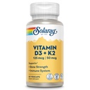 SOLARAY Vitamin D3 K2, K2 D3 Vitamin Supplement for Calcium Absorption, Bone Strength, Cardiovascular & Immune Function Support, Made Without Soy, 60-Day Guarantee, 60 Servings, 60 VegCaps