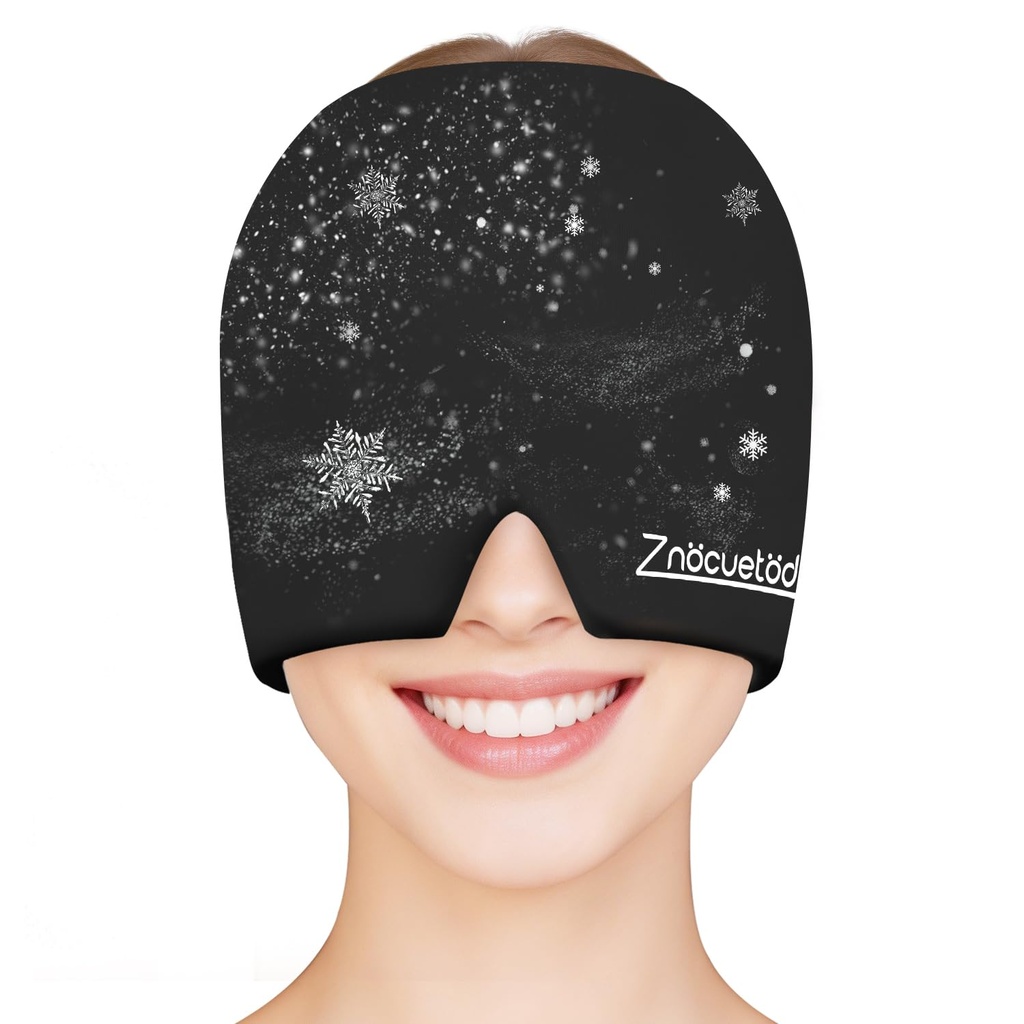 ZNÖCUETÖD Migraine Headache Relief Cap Hat Full Head ice Pack Wrap Cold Cap | Gel Cooling Ice Beanie Hot/Cold Compress Therapy for Sinus, Stress, Tension, Head Pain Relief, Gift for Women Men