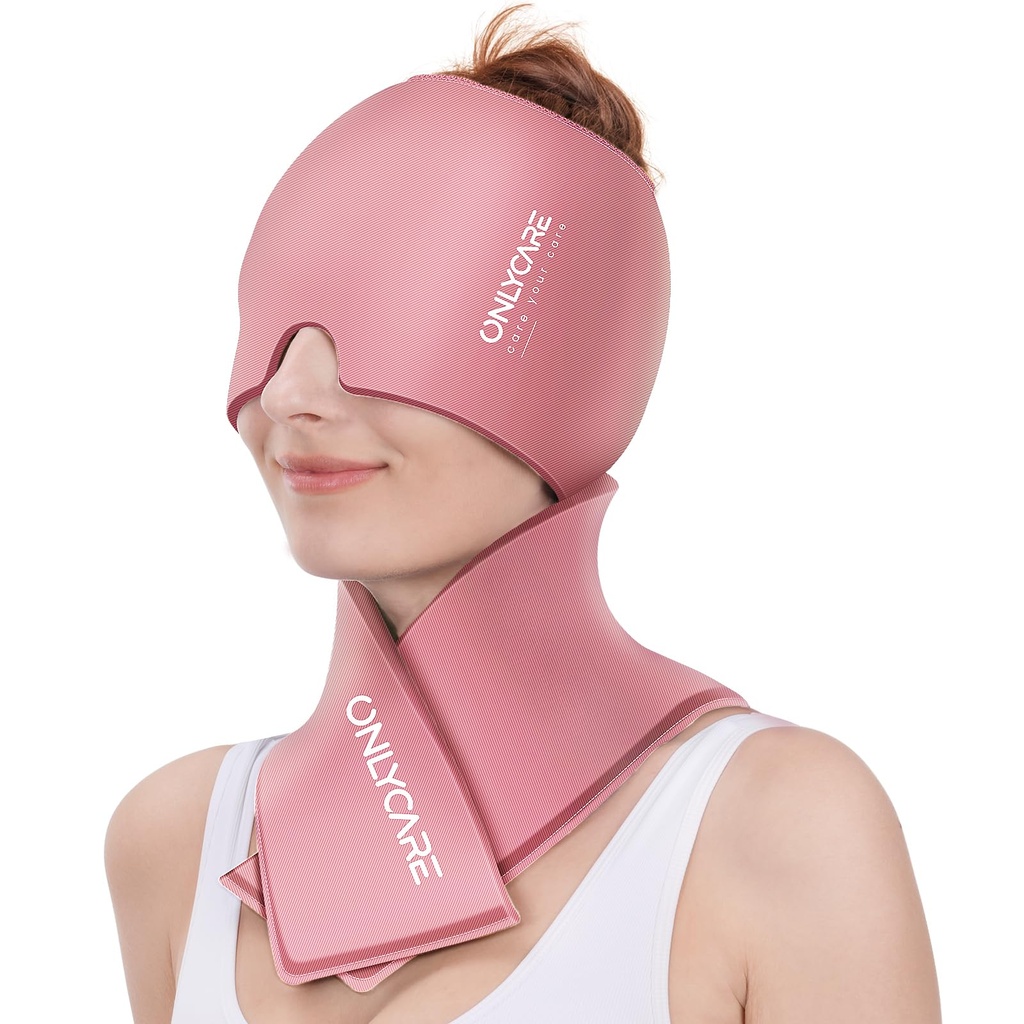 ONLYCARE Migraine Relief Cap and Neck Ice Pack Wrap Gel Set, Upgrade Headache Relief Cap and Shoulder Cold Pack, Hot and Cold Compress, Relief of Pain, Swelling, Office Pressure