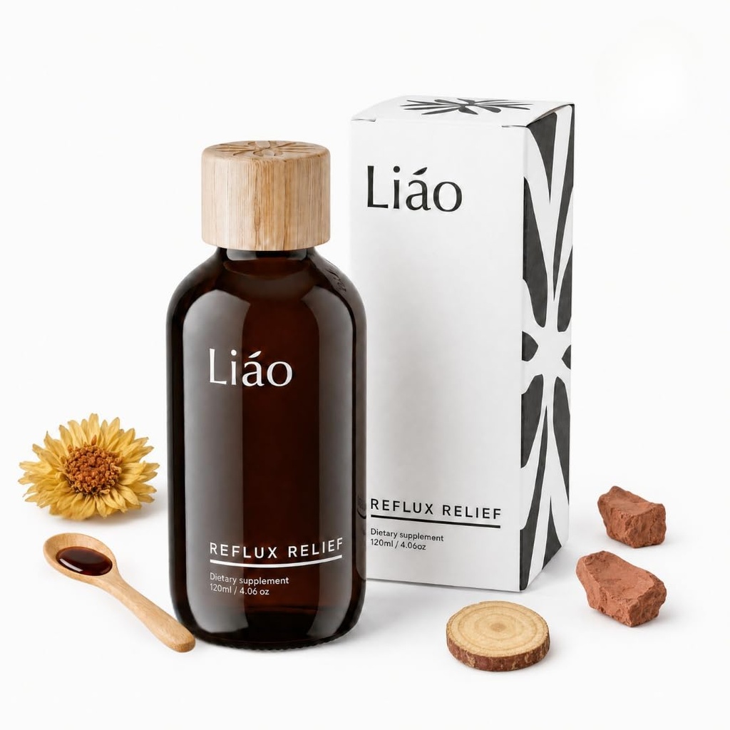 Liao Reflux Relief - Natural Herbal Supplement for Acid Reflux, Heartburn, GERD & Indigestion - Doctor-Formulated 10:1 Concentrated Herbal Syrup - 30-Day Supply, 4 fl oz, 60 Servings