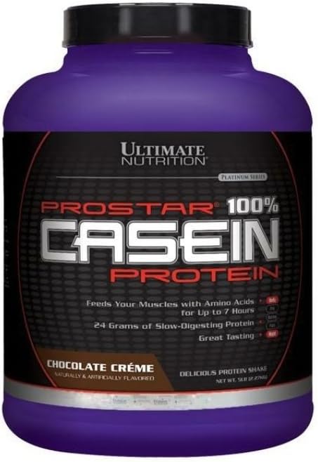 Ultimate Nutrition Prostar Micellar un hidrolizēts kazeīna proteīns Pulveris - bez taukiem Uz nakti Muskuļu augšana un atjaunošanās ar BCAA, 5 gabaliņi, Šokolāde