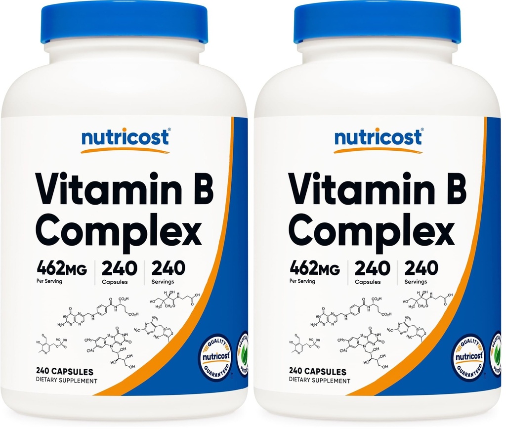 Nutricost Vitamin B Complex 462mg, 240 Capsules - with Vitamin C - Energy Complex (Pack of 2)