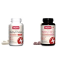 Jarrow Formulas Methyl Folate 400mcg 60 Veggie Capsules and Methyl B-12 500mcg 100 Chewable Tablets Bundle for Cardiovascular, Neurologic, Cellular Energy, and Brain Health Support
