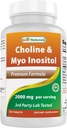 Best Naturals Choline Inositol (Myo Inositol) 2000 mg Per Serving 250 Tablets - Non-GMO, Gluten Free, Made in the USA