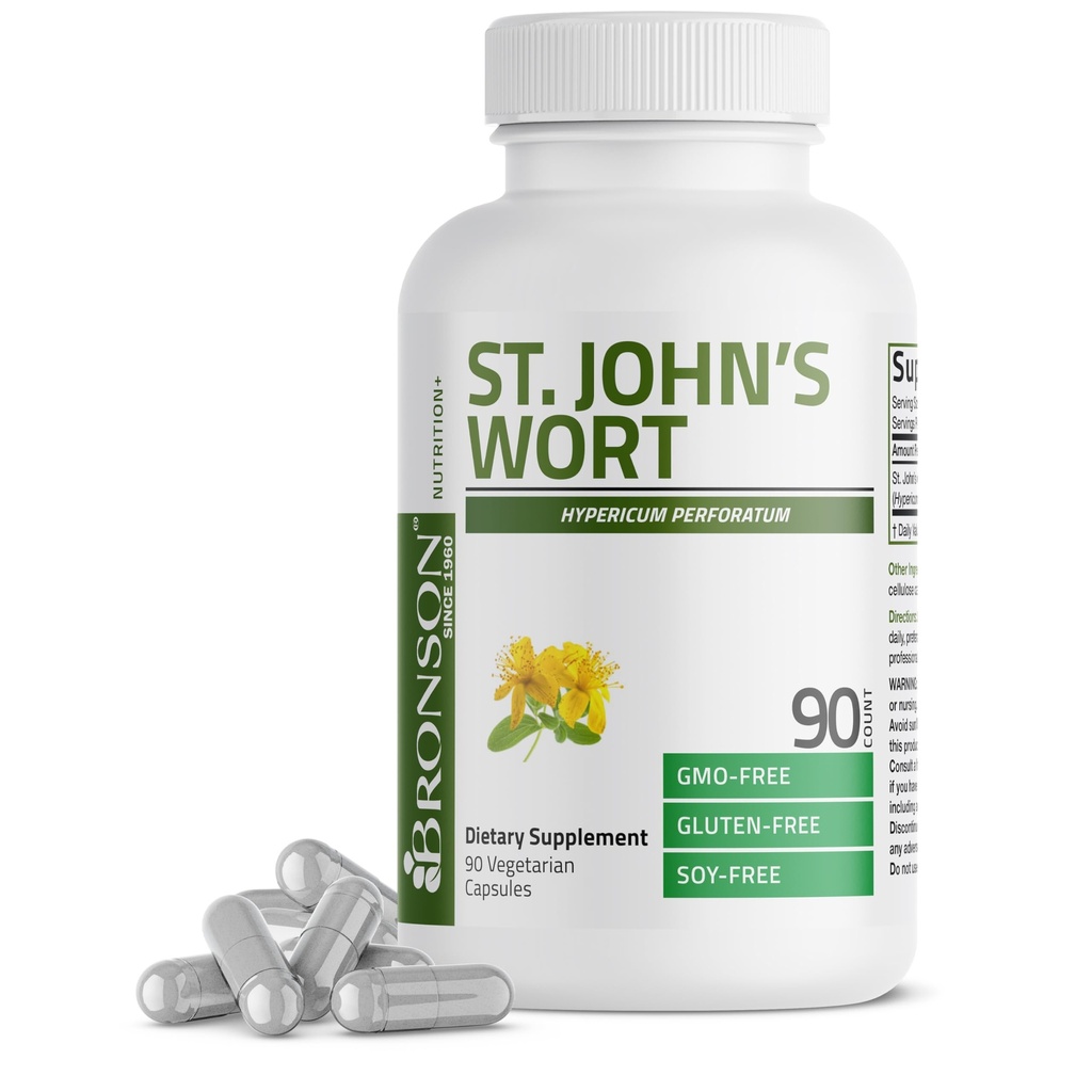 Bronson St. John's Wort 700 MG per Serving Hypericum Perforatum Supports a Positive Mood - Non-GMO, 90 Vegetarian Capsules