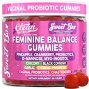 Clean Nutra Feminine Balance Gummies for Women Pineapple VaginalProbiotics pH Balance Cranberry D Mannose Supplement Inositol Black Cohosh Evening Primrose Garlic Vitex GLA Prebiotics Folate 60ct