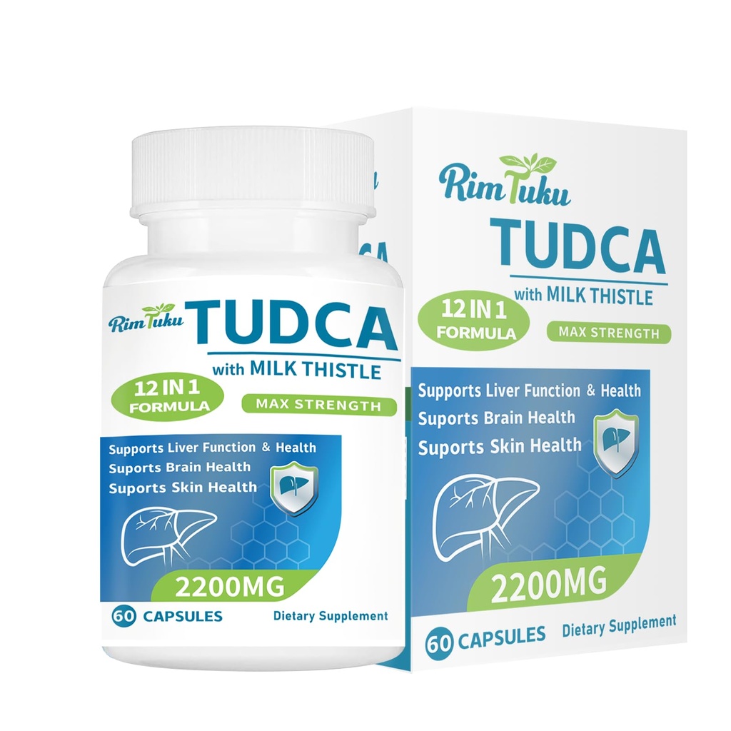 2200MG TUDCA Supplement with Milk Thistle 12-in-1 Formula Liver Support, Bile Salts Supplement for Liver Cleanse & Detox, Bile Flow & Gallbladder Support 60 Capsules