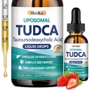 TUDCA Bile Salts 1200mg Liquid Drops, Tudca Supplement with Choline, ALA, NAC, Glutathione & Herbal Extract for Bile Flow, Gallbladder Health & Antioxidant Defense, Strawberry Flavor, 2 Fl Oz