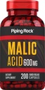 Piping Rock Malic Acid Capsules | 600mg | 200 piller | Non-GMO, Gluten Free Supplement