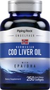 Piping Rock Cod Liver Oil Softgels | 250 greve | med EPA DHA | Engelvaer Norwegian | Non-GMO, Gluten Free Supplement