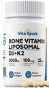 Vitamin D3 K2 - Liposomal Bone Vitamins Supplement, 5000IU D3, 100mcg K2 MK7 & Magnesium for Women and Men | Supports Bone, Teeth, Heart, Immune and Vascular Health*, 30 Days Mini Softgels