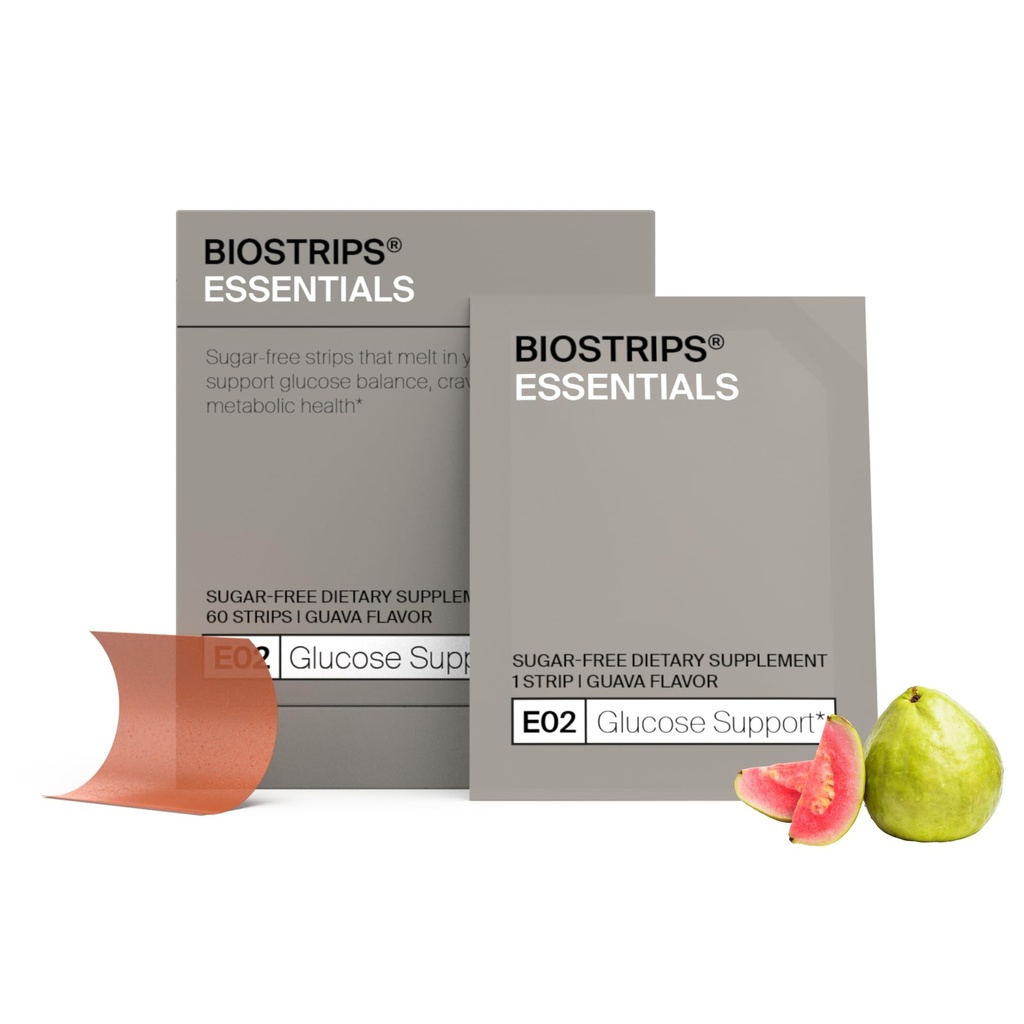 BIOSTRIPS Glucose Support | Supports Healthy Glucose, Carbohydrate & Energy Metabolism Booster with Chromium + Reducose | Pre-Meal Sugar-Free Dissolvable Strips - 60 Count