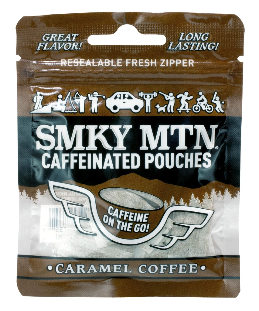 SMOKEY MOUNTAIN Caffeinated Pouches - Caramel Coffee - Tobacco Free and Nicotine Free - 15 Pouches Per Pack - 1 Pack