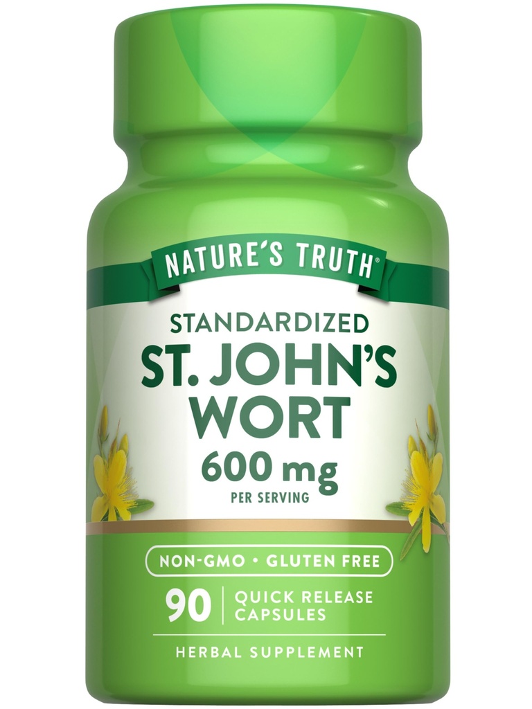 Nature's Truth St Johns Wort 600mg | 90 Capsules | Standardized Extract | Non-GMO & Gluten Free Supplement