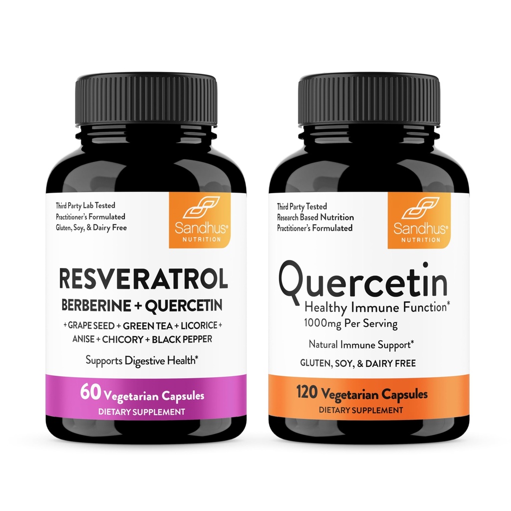 Sandhu's Resveratrol & Quercetin Capsules | Supports Immune, Digestive & Gut Health