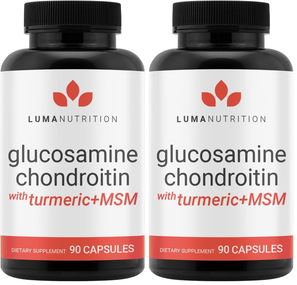 Luma Nutrition Glucosamine Chondroitin MSM - Turmeric, Boswellia - Premium Supplement - for Men and Women - Joint Supplement - 90 Capsules (Pack of 2)