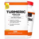 Kirk Lands Signatures Turmeric and Black Pepper Extract Capsules, 320 Count Vegetarian Capsules