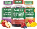 Mushroom Gummy 3-Pack Bundle, Lion's Mane, Cordycops & Reishi Gummies cho người lớn - Mushroom Gummies hỗ trợ não bộ, Gut Health, năng lượng và nhật báo - 180 phục vụ