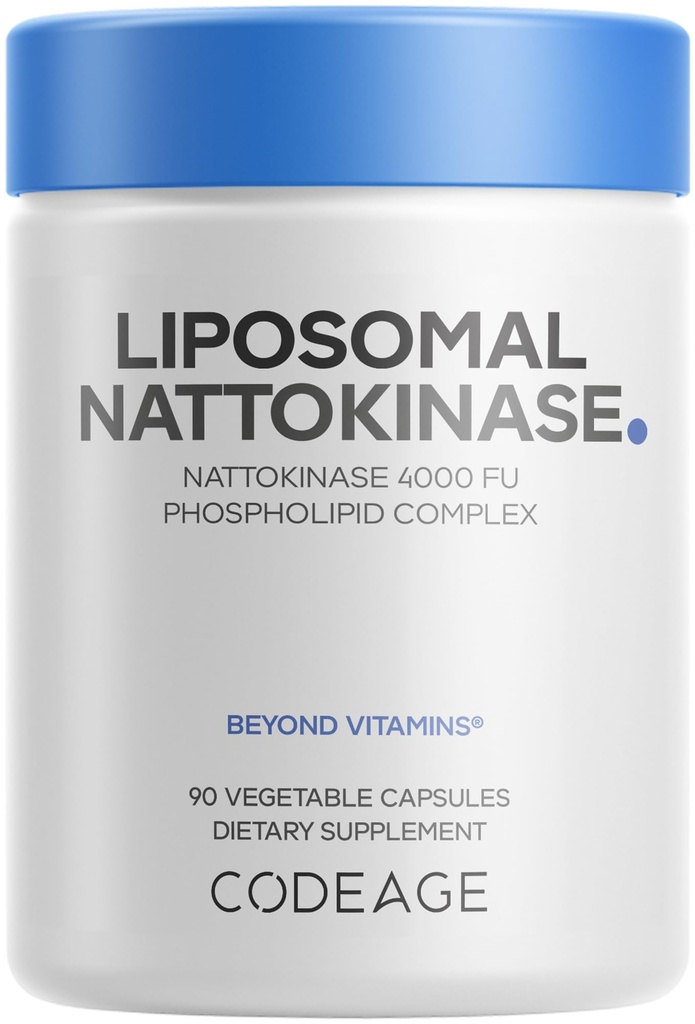 Codeage Liposomal Nattokinase Supplement – Nattokinase 4000 FU, Liposomal Delivery - Vegan, Non-GMO – 90 Capsules