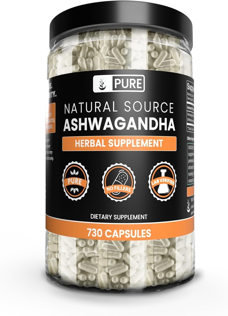 Ingredients originals pura Ashwagandha (730 Capules) No Magnesium o Rice Fillers, sempre Pur, Lab Verificat