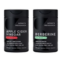 Sports Research® Blood Control Pack - Organic Apple Cider Vinegar 500mg w/Cayenne Pepper and Plant-Based Berberine HCL 1000mg