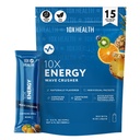 10X Health Energy Wave Crusher - Energy Drink Packets with 200 mg Caffeine, BCAAs & B Vitamins - Pre-Workout Caffeine Drink Mix Packets, Accelerated Absorption - 15 Sticks, Tropical Fruit Punch