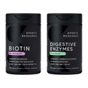 Sports Research® Dissolve to Absorb Pack - 10,000mcg Biotin (Vitamin B7) with Organic Coconut Oil + Digestive Enzymes with Probiotics & Ginger