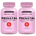 Research Labs Prenatal Vitamins for Women 2 Fer 1 Ad: 6X More Bioavailable Methylated Folate Folic Acid MTHF 5 | Supports Brain Development, Healthy Growth