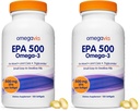 OmegaVia EPA 500, Purified Omega-3 Fish Oil Supplement, 500 mg EPA in Triglyceride Form, Burpless Fish Oil, Non-GMO, Gluten-Free, IFOS 5-Star, 120 Softgels (Pack of 2)