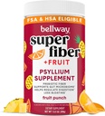 Bellway Super Fiber Powder + Ovoce, Sugar Free Organic Psyllium Husk Powder Fiber Dodatek pro Regularitu, Bloating Relief & Digestive Health, Plant- based, Ovocný punč (50 Služeb)