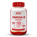 KEN Triple Strength Omega 3 Fish Oil with DHA 1000 mg and EPA 500 mg, Omega 3 Fatty Acids for Nutritional Support, Non-GMO 120 Halal Bovine Burpless Softgels
