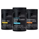 Sports Research® Multivitamins Pack - Omega-3 Wild Alaskan Cod Liver Oil 1000mg + Vitamin D 5000iu & Mk7 Vitamin K 100mcg + Turmeric Curcumin C3 Complex