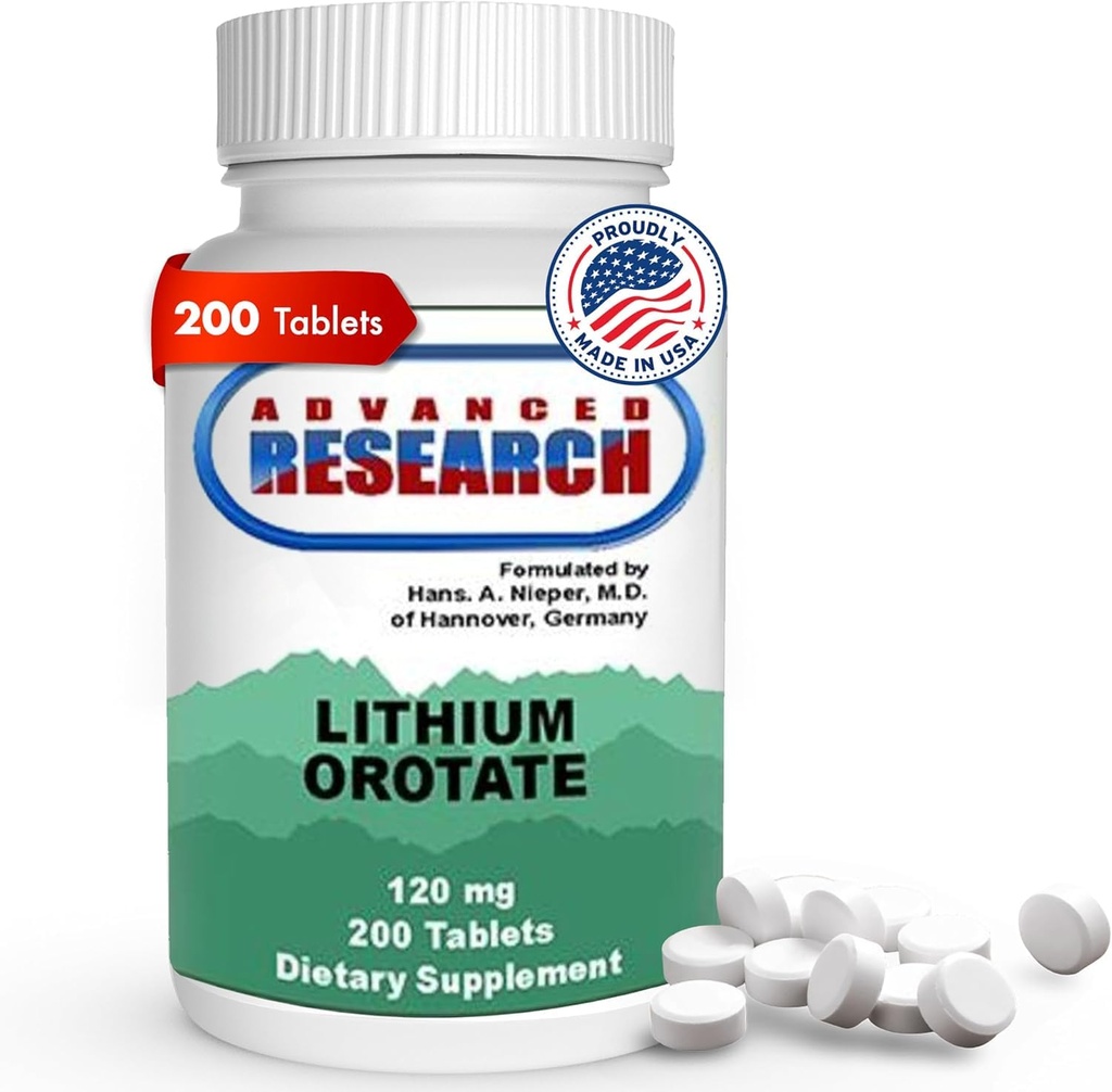 Nutrient Carriers Advance Research Lithium Orotate 120 Mg 200 Tablets