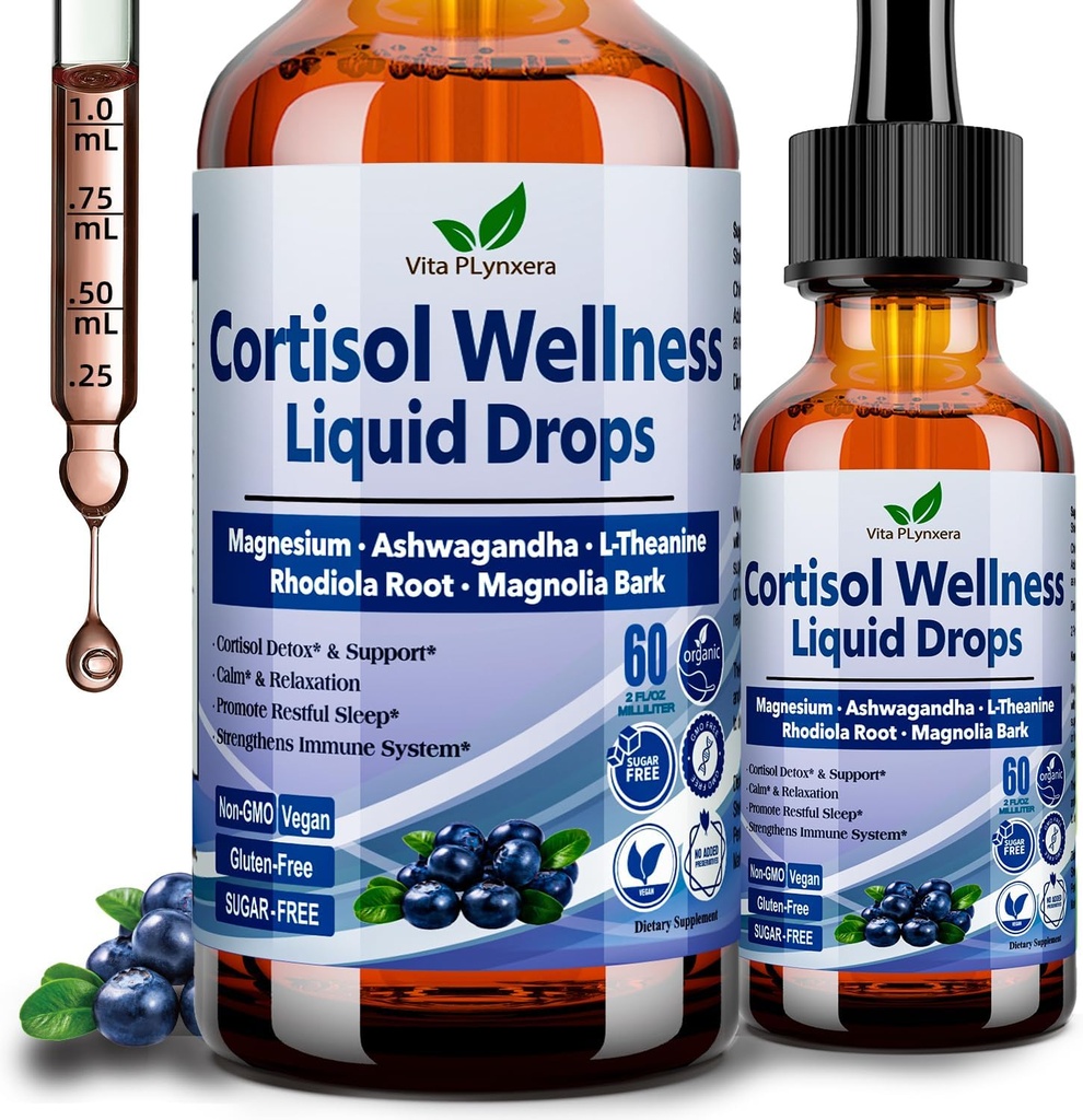 Suplementos Cortisol para Hombres, 17 en-1 Cortisol Reductor Detox Manager w. Magnesium Glycinate Ashwagandha, L-Theanine, Phosphatidylserine, Hormone Equilibrado para Mujeres, Recess Mood Focus, Sleep