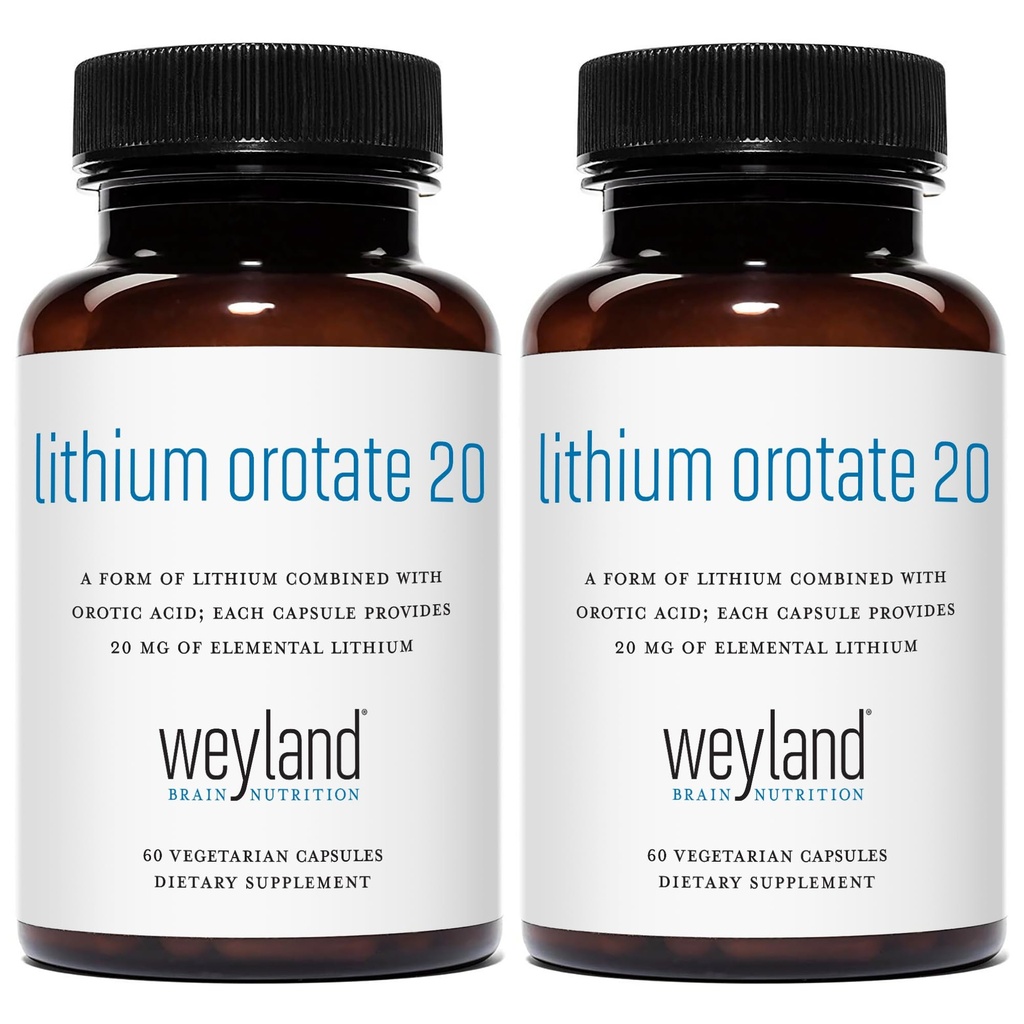 Lithium Orotate - 20mg of Elemental Lithium, 60 Vegetarian Capsules (120 Count (Pack of 2))